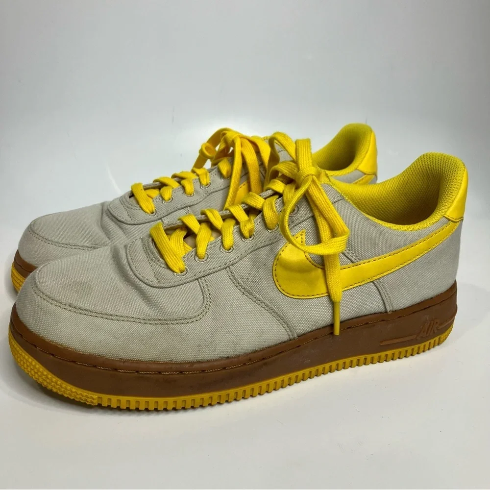 Nike Air Force 1 sneakers low‎ ‘07 TXT light bone touring yellow men’s size 8.5